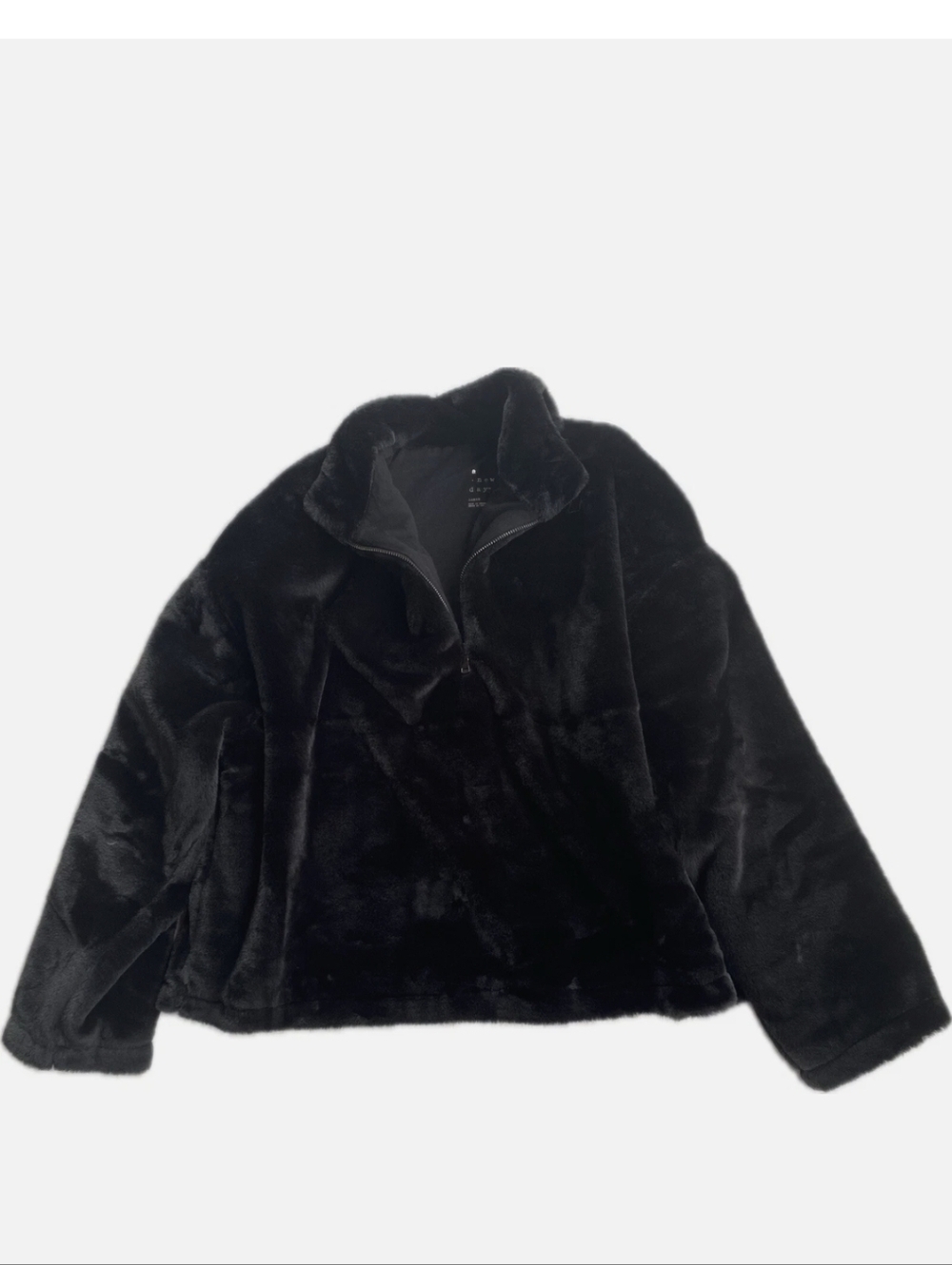 A New Day 2X Cozy Women's Black Sherpa Quarter-Zip Pullover Jacket